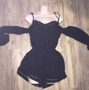 Material Girl Black Off-Shoulder Romper